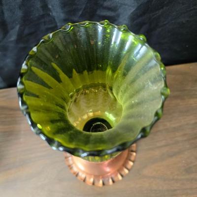 Oil lamp with electric corked attachment - two candle sconces and a decorative candle plate