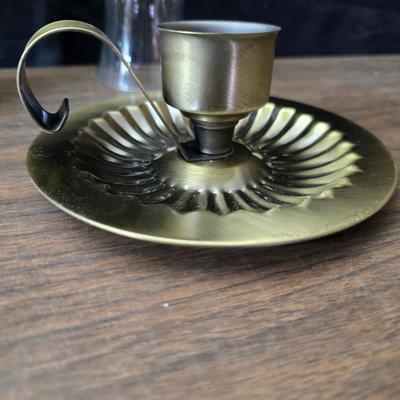 Oil lamp with electric corked attachment - two candle sconces and a decorative candle plate