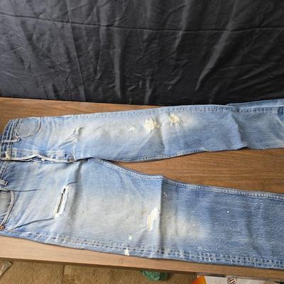 Five pairs of Levi Jeans - 38 x 33 and 36 x 33 really worn. Great for crafts & pocket quilts