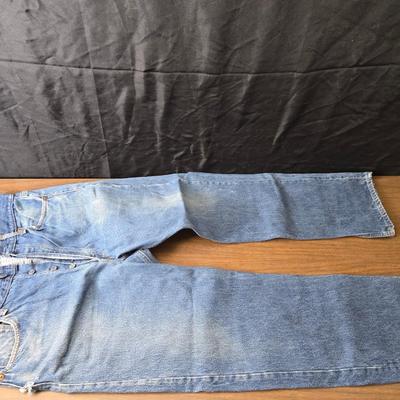 Five pairs of Levi Jeans - 38 x 33 and 36 x 33 really worn. Great for crafts & pocket quilts