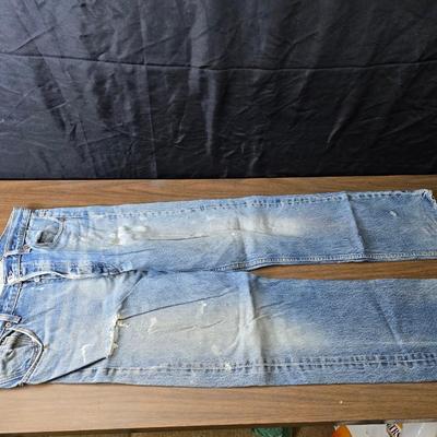Five pairs of Levi Jeans - 38 x 33 and 36 x 33 really worn. Great for crafts & pocket quilts