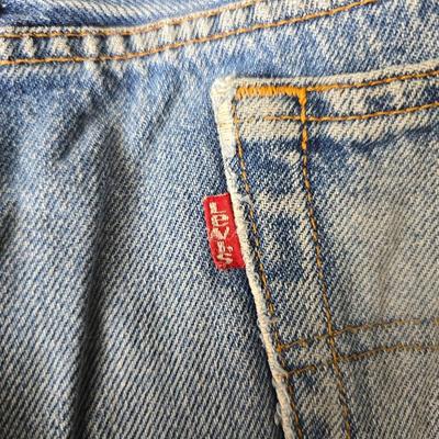 Five pairs of Levi Jeans - 38 x 33 and 36 x 33 really worn. Great for crafts & pocket quilts
