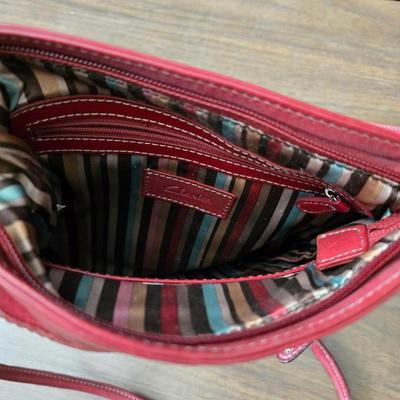 Two red purses - Gucci made in Italy - and Clarks