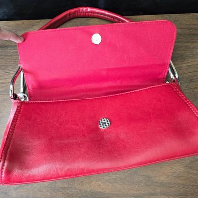 Two red purses - Gucci made in Italy - and Clarks
