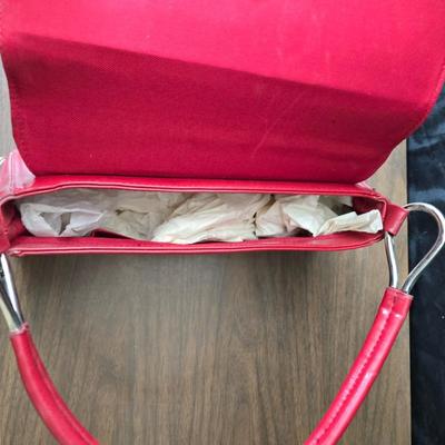 Two red purses - Gucci made in Italy - and Clarks