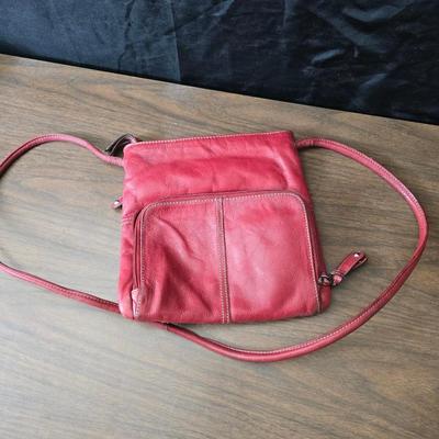 Two red purses - Gucci made in Italy - and Clarks