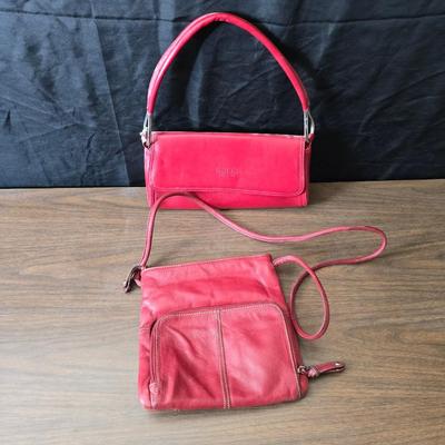 Two red purses - Gucci made in Italy - and Clarks