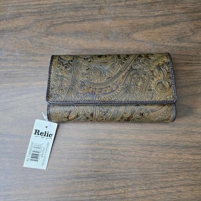 Dooney & Bourke small brown purse with a nice new brown paisley checkbook wallet by Relic
