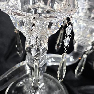 Shannon Crystal Designs of Ireland 24% Lead Crystal Three-Arm Candelabra with Prisms & Original Box