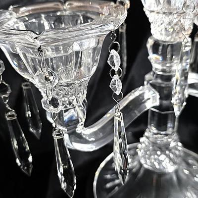 Shannon Crystal Designs of Ireland 24% Lead Crystal Three-Arm Candelabra with Prisms & Original Box