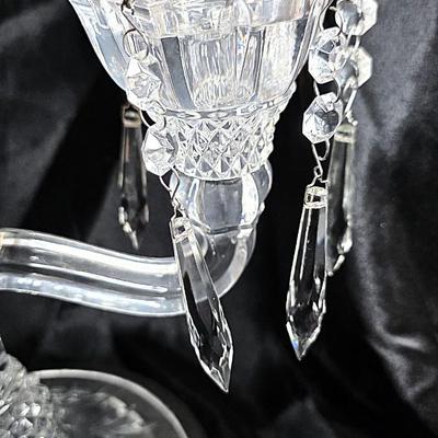 Shannon Crystal Designs of Ireland 24% Lead Crystal Three-Arm Candelabra with Prisms & Original Box