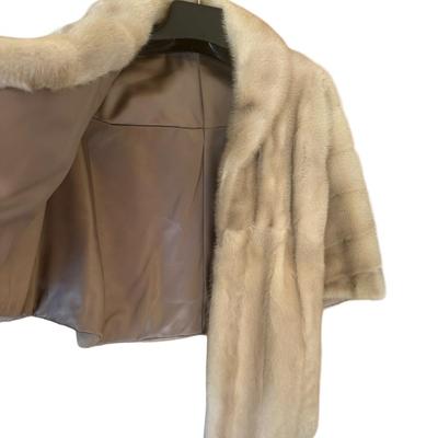 Vintage Light Tan Fur Stole with Satin Lining