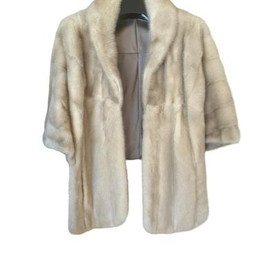 Vintage Light Tan Fur Stole with Satin Lining