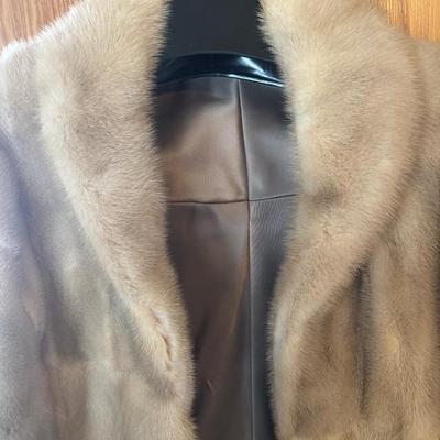 Vintage Light Tan Fur Stole with Satin Lining