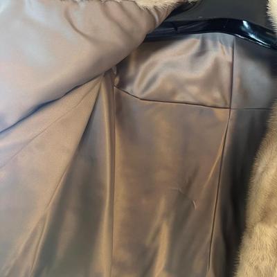 Vintage Light Tan Fur Stole with Satin Lining