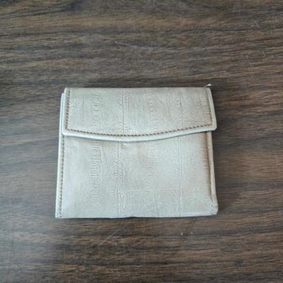 Crocodile skin like purses - large black one and a brown one with a small white wallet