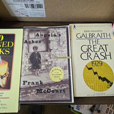 Boxes of softcover books - all different genres -