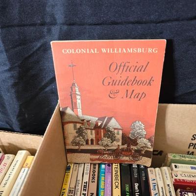 Boxes of softcover books - all different genres -