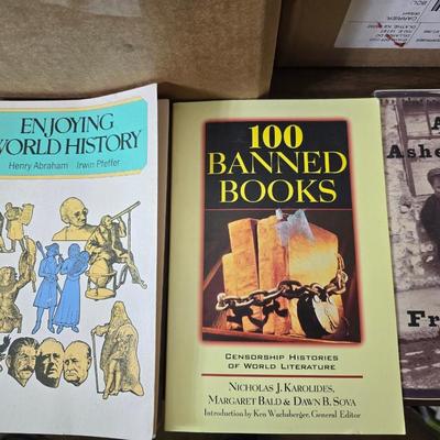 Boxes of softcover books - all different genres -