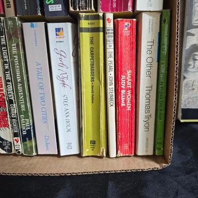 Large assortment of softback books - Steinbeck - History - George Orwell - Dickens and other great authors