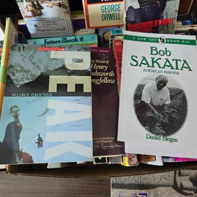 Large assortment of softback books - Steinbeck - History - George Orwell - Dickens and other great authors