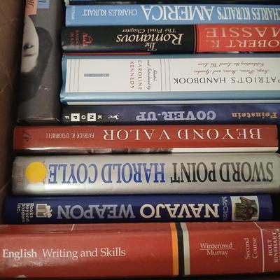 Large assortment of hardback books - two boxes full! Lots of great winter reading!