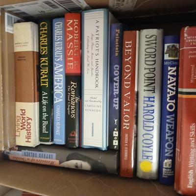 Large assortment of hardback books - two boxes full! Lots of great winter reading!