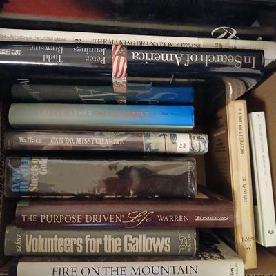 Large assortment of hardback books - two boxes full! Lots of great winter reading!