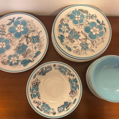 Mikasa Cera-Stone “Symphony” Dinnerware – Blue Floral