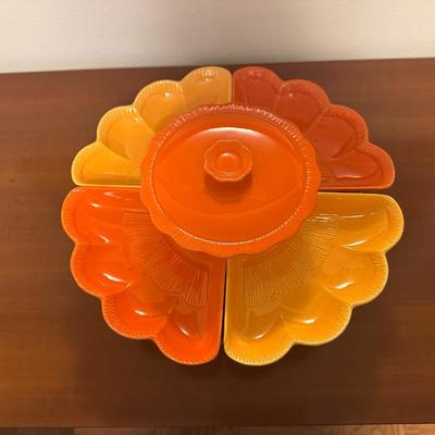 Vintage California Pottery Lazy Susan Serving Set