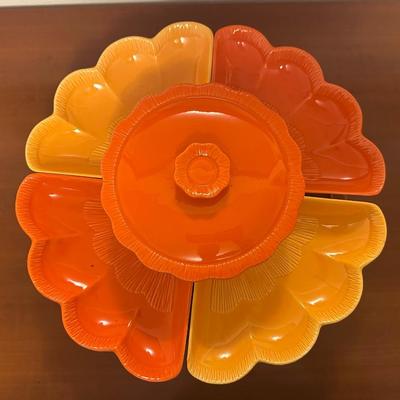 Vintage California Pottery Lazy Susan Serving Set
