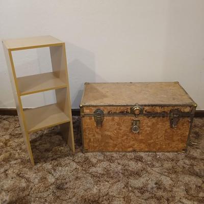 Wooden trunk with a small shelf