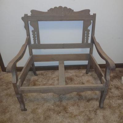 Antique carved wood furniture frames - French-style wooden armchair frame & Wedding chair style frame = Both in good condition -