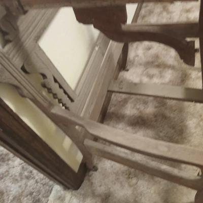 Antique carved wood furniture frames - French-style wooden armchair frame & Wedding chair style frame = Both in good condition -