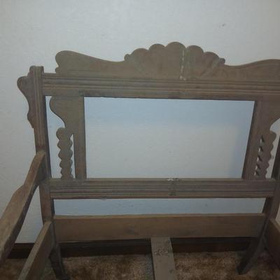 Antique carved wood furniture frames - French-style wooden armchair frame & Wedding chair style frame = Both in good condition -