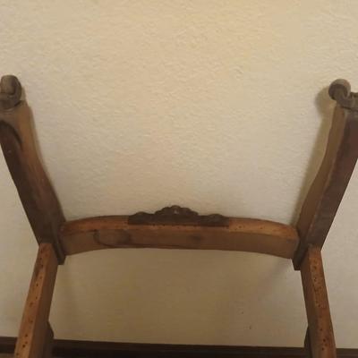 Antique carved wood furniture frames - French-style wooden armchair frame & Wedding chair style frame = Both in good condition -
