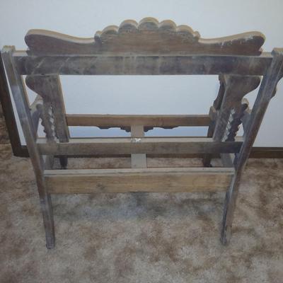 Antique carved wood furniture frames - French-style wooden armchair frame & Wedding chair style frame = Both in good condition -