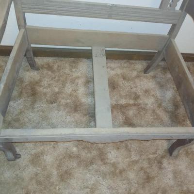 Antique carved wood furniture frames - French-style wooden armchair frame & Wedding chair style frame = Both in good condition -