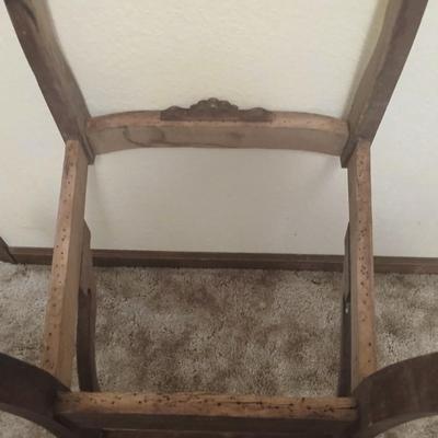 Antique carved wood furniture frames - French-style wooden armchair frame & Wedding chair style frame = Both in good condition -