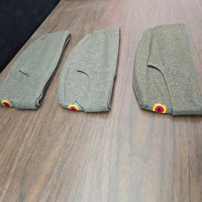 Three German wool Garrison hats, Georg Grote - signed and have NEUMÜNSTER inside the outside flap - cold war era