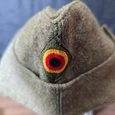 Three German wool Garrison hats, Georg Grote - signed and have NEUMÜNSTER inside the outside flap - cold war era