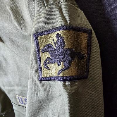 Collection of US Army OG-107 or OG-507 utility uniforms, including shirts and trousers. - See photos for size