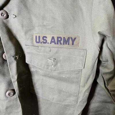 Collection of US Army OG-107 or OG-507 utility uniforms, including shirts and trousers. - See photos for size