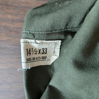 Collection of US Army OG-107 or OG-507 utility uniforms, including shirts and trousers. - See photos for size
