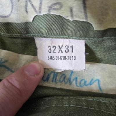 Collection of US Army OG-107 or OG-507 utility uniforms, including shirts and trousers. - See photos for size