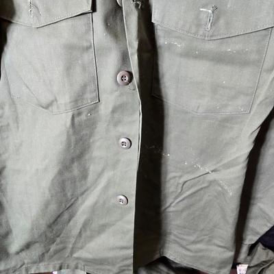 Collection of US Army OG-107 or OG-507 utility uniforms, including shirts and trousers. - See photos for size