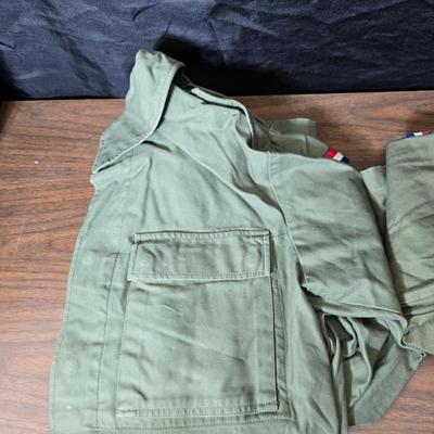 vintage 1970s or 1980s French Army military jackets with some trousers
