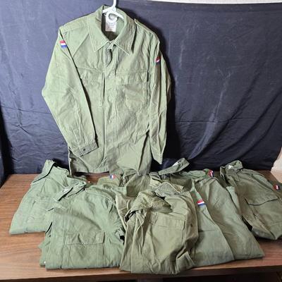 vintage 1970s or 1980s French Army military jackets with some trousers