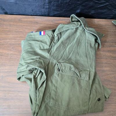 vintage 1970s or 1980s French Army military jackets with some trousers
