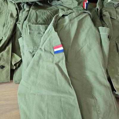 vintage 1970s or 1980s French Army military jackets with some trousers